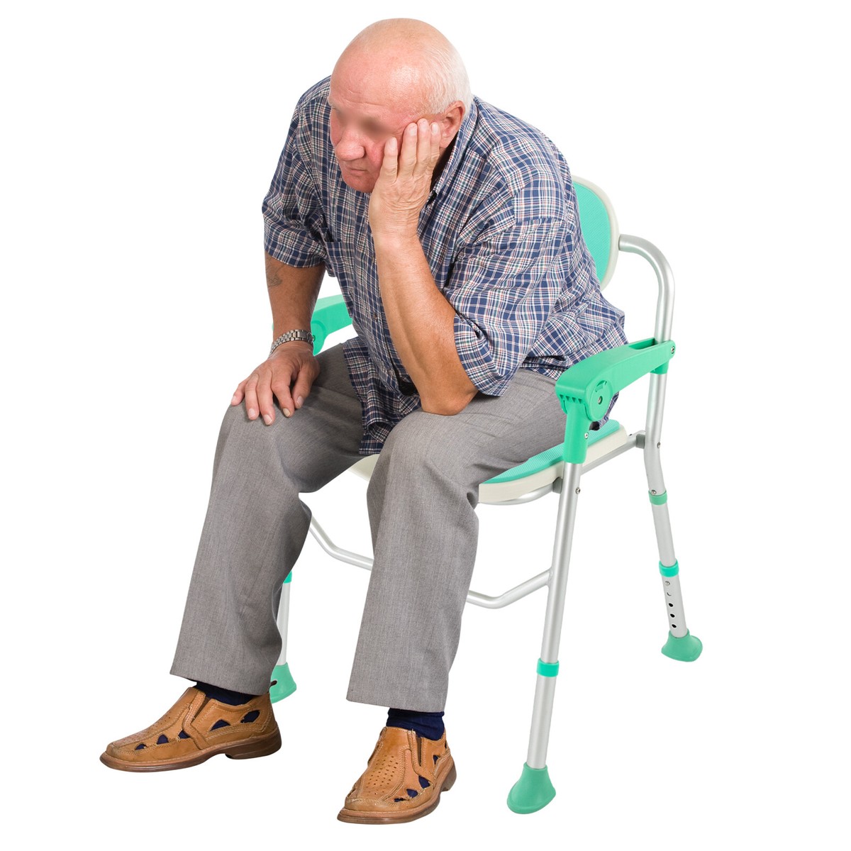 Shower Chair with Back & Arms, Adjustable Height Bath Seat, Non-Slip