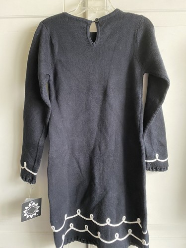 Sweater Shift Dress Girls Size 5T Long Sleeve Black White Embroidery New - Picture 6 of 6