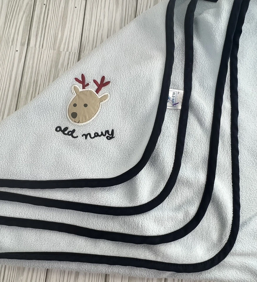 Manta de bebé polar OLD NAVY Lovey azul reno ciervo 30x35 Foto 3 de 4