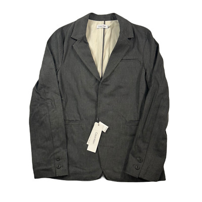 Calvin Klein Denim Sport Coat Mens Small Charcoal Smoke Grey Jean Jacket $278