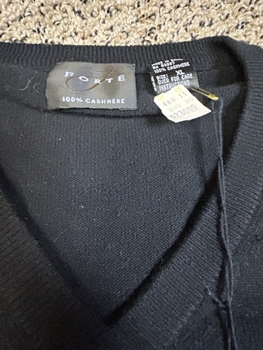 FORTE Kaschmir V-Ausschnitt Pullover - schwarz - Herren XL - UVP $ 230 - Bild 2 von 7