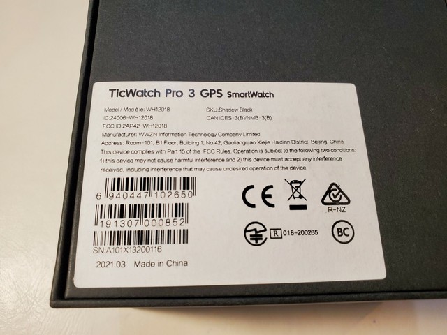 Ticwatch Pro 3 GPS 47 mm Black Silicone Case Black Smartwatch - (WH12018)  for sale online | eBay
