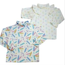 VTG Health-Tex Set 2 Pastel Colored Graphic Ruffle/Turtlenecks Long Sleeve
