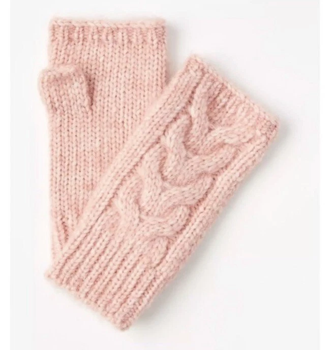 LOFT NWT Cable Fingerless Gloves - Blush Pink