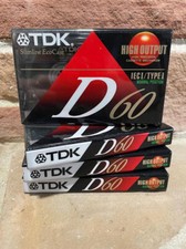 TDK D60 Blank Audio Cassette Tapes - High Output IEC I - Lot of 4 - New Sealed