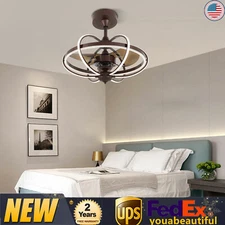Ceilling Fans LED Lighting Fans Dimmable Chandeliers 3-color US w/Remote Control