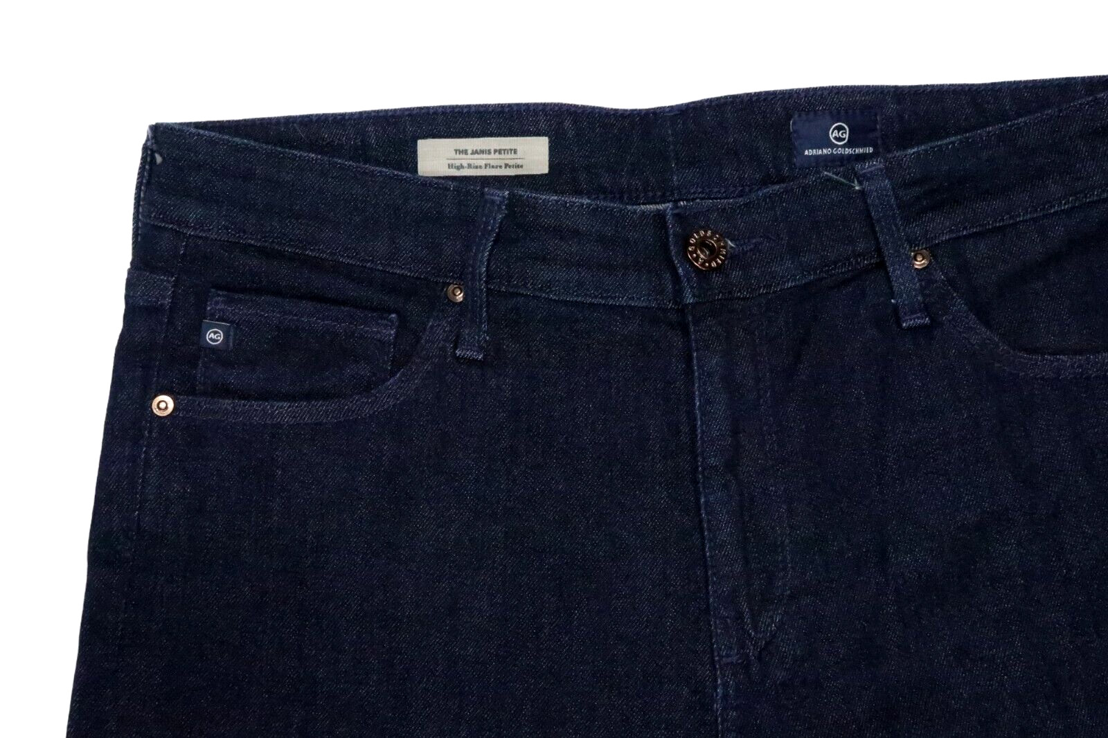 AG ADRIANO GOLDSCHMIED THE JANIS PETITE 32 P X 32 HIGH RISE FLARE DARK JEANS BLU thumbnail 5