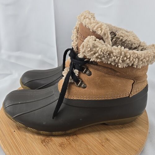Sperry Women's Side Zip Leather Tan/Brown Winter Duck Boots STS86691 Size 12 - Picture 3 of 8