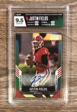JUSTIN FIELDS 2021 Panini Score EMERALD GREEN END ZONE AUTO #/6 HGA 9.5 GEM MINT