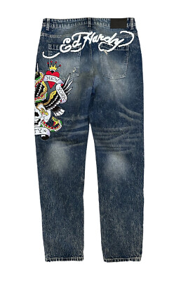 Ed Hardy Denim Jeans New York City Eagle Patch Men's Size
