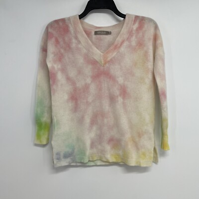 Brodie Fine Cashmere Multicolor Tie Dye Long Sleeve Sweater Size
