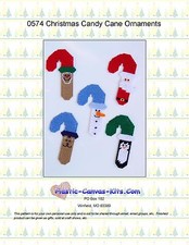 Christmas Candy Cane Ornaments-Reindeer-Santa-Plastic Canvas Pattern or Kit