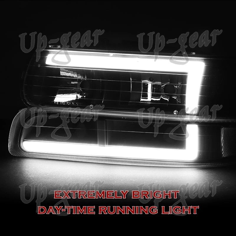 Faros de humo LED + parachoques para Chevy Silverado 1500HD 2500HD 3500 DRL 1999-2002 Foto 4 de 4