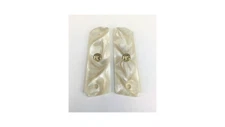 1911 Full Size White Pearl Acrylic Grips with Gold US Medallions