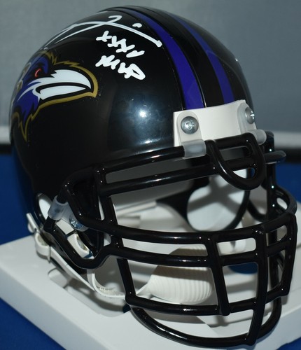 RAY LEWIS SIGNED CUSTOM FACE MASK MINI HELMET BALTIMORE RAVENS SB XXXV BECKETT - Picture 3 of 7