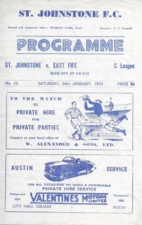 ST JOHNSTONE V EAST FIFE C LEAGUE FIXTURE 1953