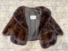 Vintage Mink Fur Stole Shawl with Pockets Aulabaugh Furs w/Satin Lining Omaha