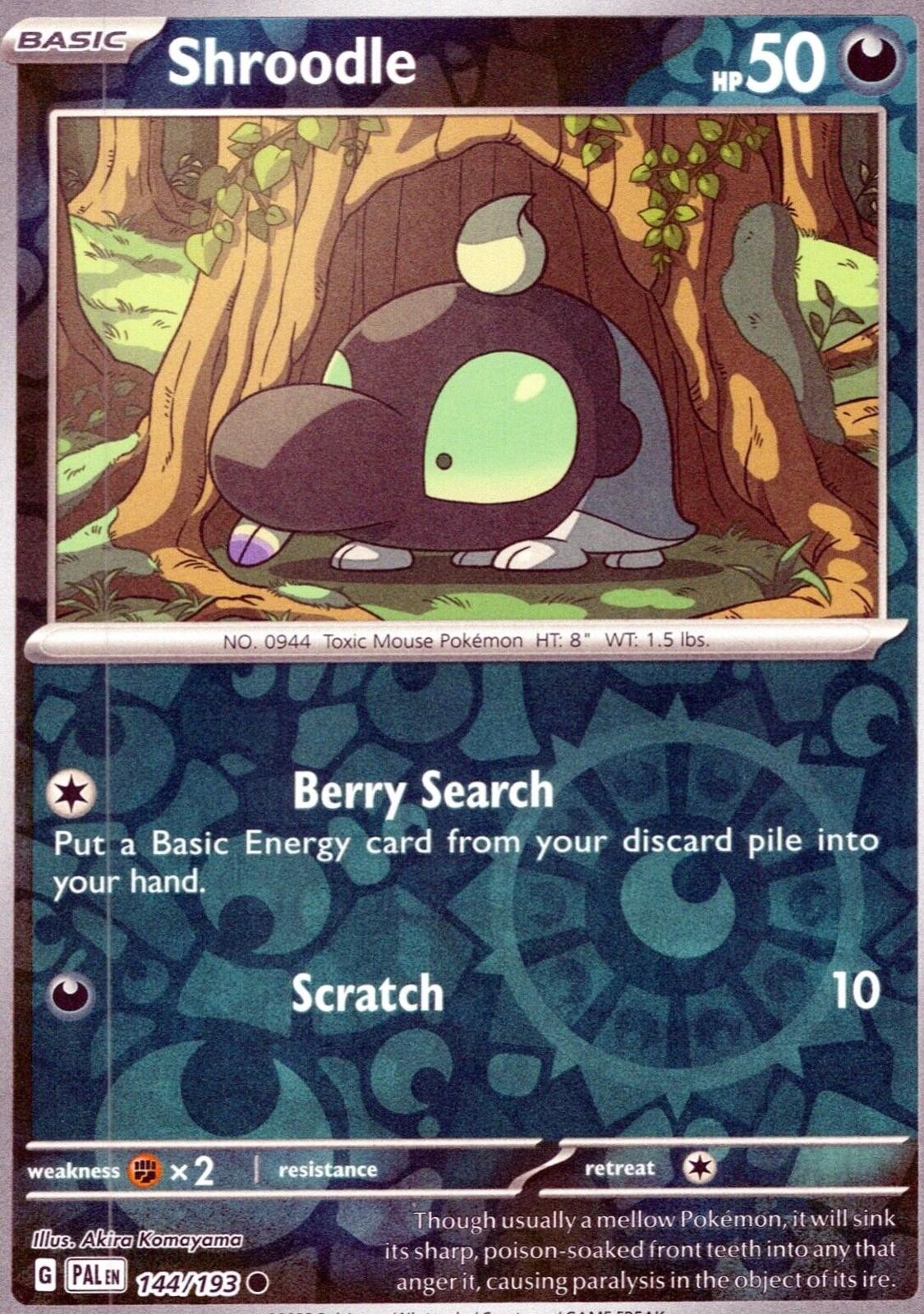 Reverse HolofoilShroodle144/193PokemonPaldea EvolvedPALNMCommonEN