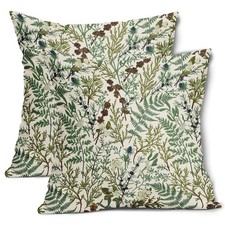 Green Plant Pillow Covers 18X18 Inch Sage Green Botanical Fern Leaf Decorativ...