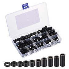 M6 Nylon Spacer Set, 100Pcs Non-Threaded ABS Round Spacer Standoff, Black