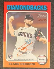 2024 Topps Heritage Slade Cecconi Red Ink Auto Signed ROA-SCE /75 Diamondbacks
