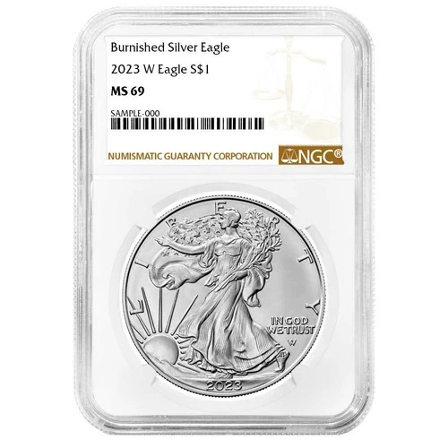 2023-W $1 1-oz Burnished American Silver Eagle NGC MS69 Brown Label