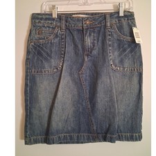 Vtg Route 66 Womens Blue Denim Mini Skirt Medium Wash Cotton Size 5/6 y2k