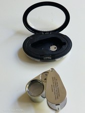 Taschenlupe mit Licht UV, Metall, 40x Vergr&ouml;&szlig;erung, in praktischer Tragebox