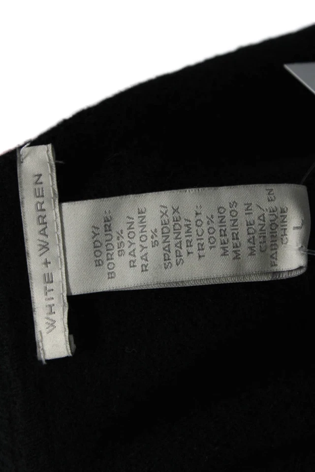 Cárdigan suéter de manga larga blanco + Warren para mujer negro de lana talla grande Foto 4 de 4