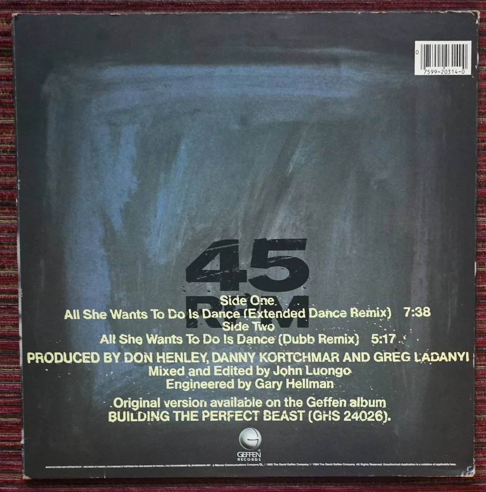 DON HENLEY - ALL SHE WANTS TO DO IS DANCE (2 VERSIONS) 12 INCH CANADA SINGLE Foto 2 de 4