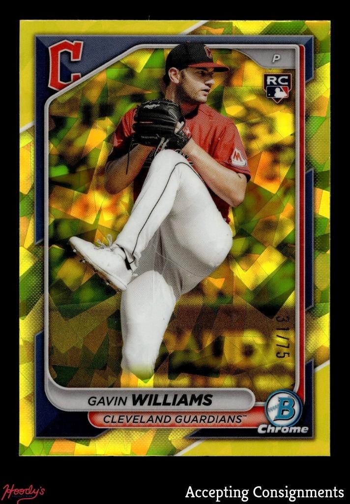 2024 Bowman Chrome Sapphire Yellow Refractors #77 Gavin Williams RC Rookie 31/75