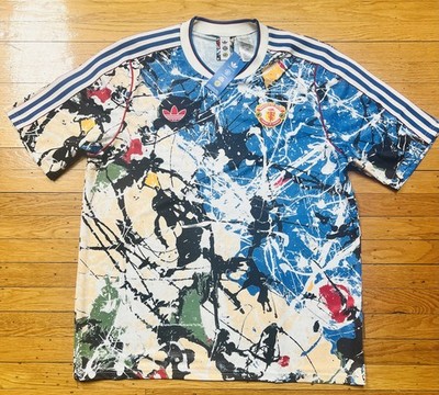 XL Men's Adidas Blue Manchester United X Stone Roses Replica Jersey   New w Tags