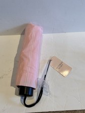 VICTORIA'S SECRET Rain Compact Umbrella Logo Pink/White Striped NEW