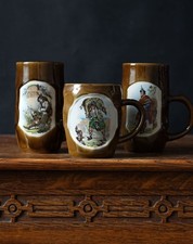 Vintage Montrose Potteries Scottish Tankard Mug Set Highland Clan Kilt