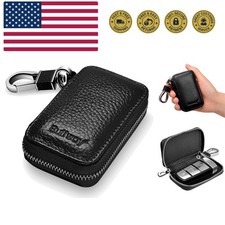 Car Key case,Genuine Leather Car Key Chain Keychain Holder Metal Hook and Key...