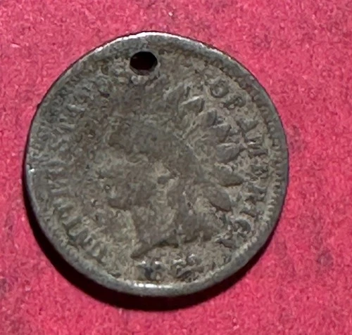 1862 US Copper Nickel Indian Head Cent! VG/FINE & "Holed" Civil War Days Coin!