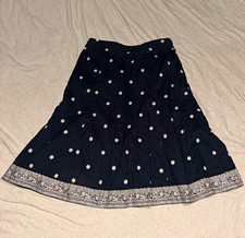 Vintage Y2K GAP Embroidered Starburst Midi Skirt - Size 1 - Navy Blue