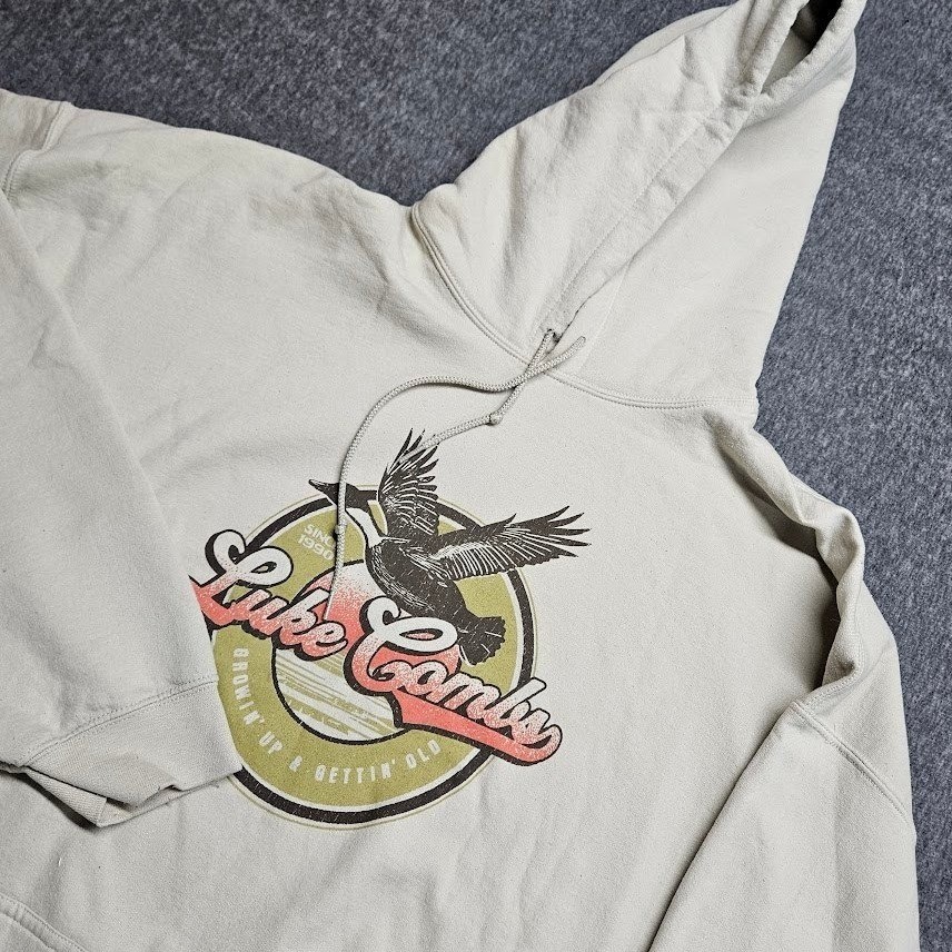 Luke Combs Hoodie Mens 3XL Tan Growin Up & Gettin Old 2024 Tour Concert Graphic
