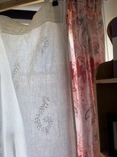 Susie Watson Shalini Linen Voile Curtains Muslin Lined W143 L114 VGC Fabric £75m