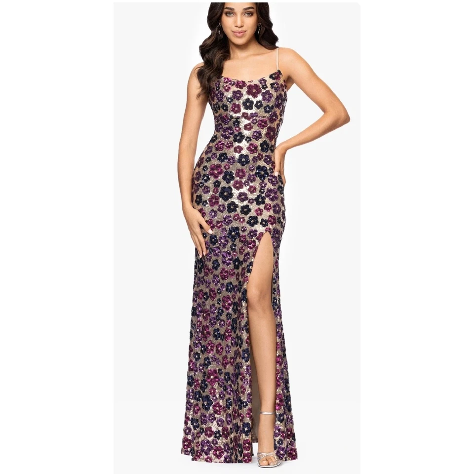 Vestido Floral Betsy & Adam Desnudo Multi Lentejuelas - Talla 6 (NUEVO) Foto 4 de 4