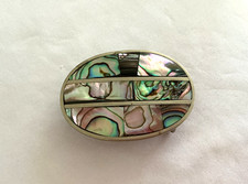 Vintage Alpaca Silver Mexico Abalone Belt Buckle