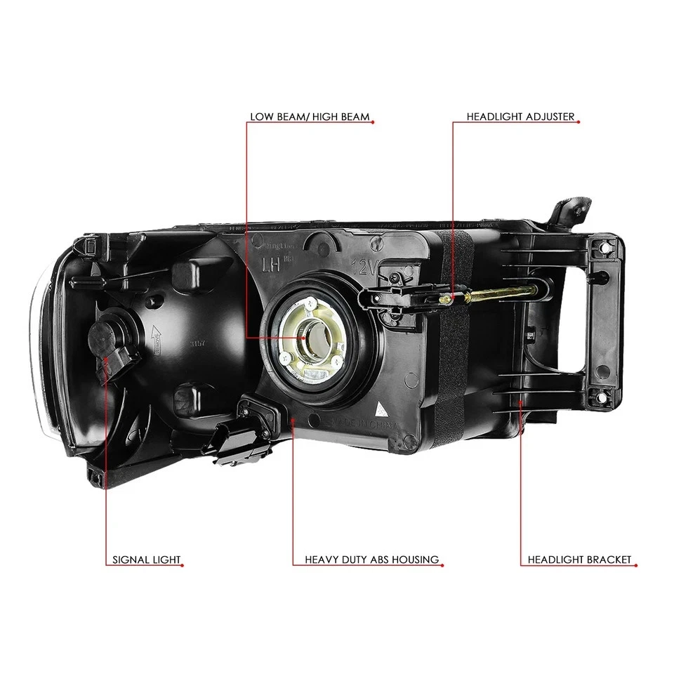 FOR 02-05 DODGE RAM 1500 2500 3500 CHROME HOUSING AMBER CORNER HEADLIGHT LAMPS — 第 4/4 张图片