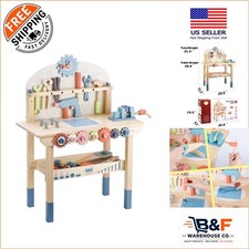 Imaginative Play Wooden Tool Bench with Safety Features for Young Builders