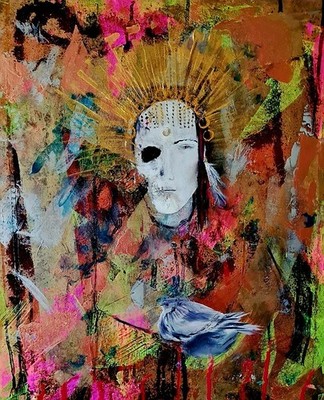 Painting abstract art picture woman shaman 40x50 unique direct from artist