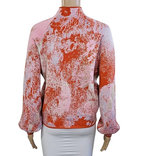 ANTHROPOLOGIE The Beatriz Orange Pink Mock-Neck Sweater: Lurex Edition M $138 - Picture 6 of 8