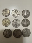 Walking Liberty Half Dollar Lot Of 9 1939-1945 90% silver