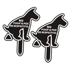 2 Pack No Poop Dog Signs - 11"x8.3" Aluminum Be Respectful Yard Sign with