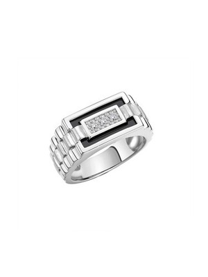 Rylos 14K Weißgold Onyx Rechteck Form Designer Stil Ring Größe 8-13