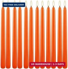 12Pack 10 Inch Orange Taper Candles Unscented Dripless for Home Decor, for Hallo