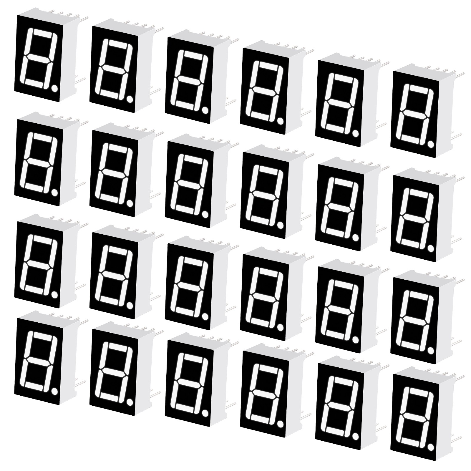 24Pcs 7 Segment LED Display, 3.3V Common Cathode Digital Tube, White